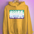 Assume Nothing Gay Male Pride Flag Hoodie - Mustard